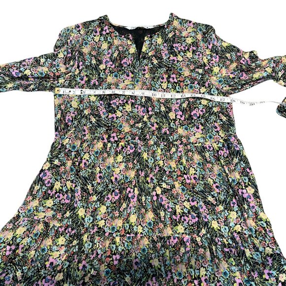 ZARA Long Sleeved Floral Dress Size Small but Roomy Ruffled Lined Peasant - Picture 8 of 12